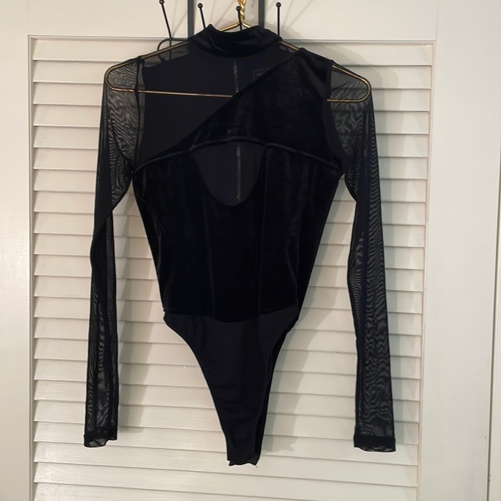 Maniere De Voir Velour Like Contemporary Net Body Suit